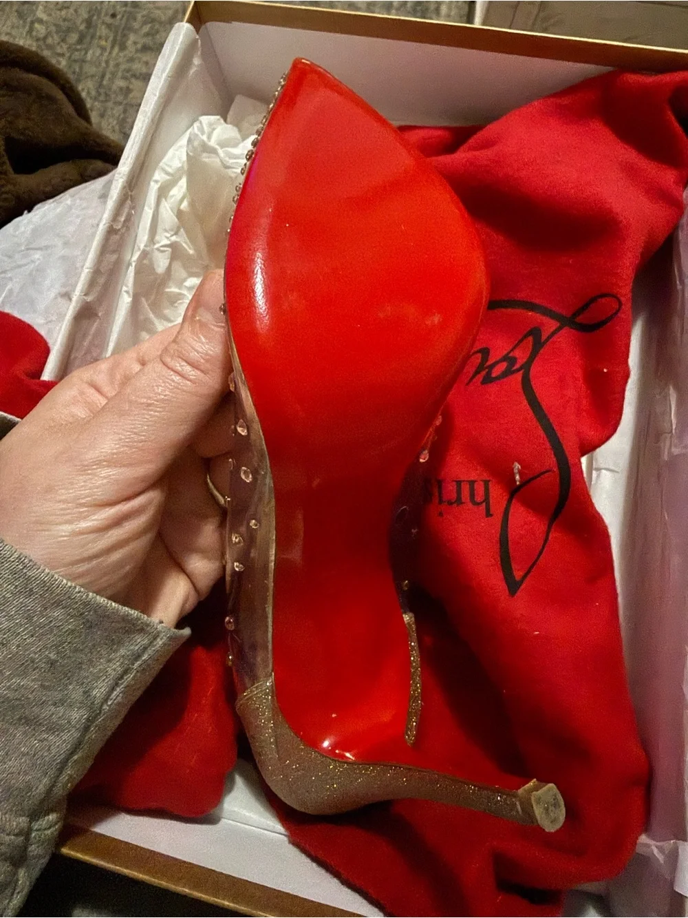 Christian Louboutin Crystal-Embellished PVC Pointed-Toe Pumps - Nude/Clear 38.5